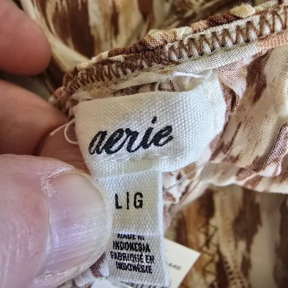 NWT aerie Leopard Print Spaghetti Strap Maxi Dress Beaded Strap Front Slit SizeL - Picture 14 of 15